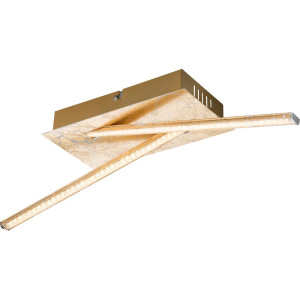 LED Deckenleuchte, Kristalle, klar, gold, L 48 cm, FUEGO