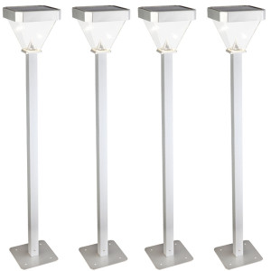 4er Set LED Solar Stehlampen, Aluminium, Höhe 100 cm
