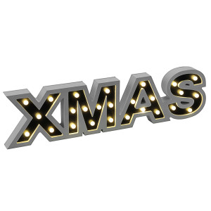 LED Deko Tischleuchte, XMAS, silber-schwarz, L 60 cm