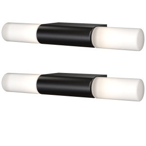 2er Set LED Wandlampen in schwarz mit Glasschirmen