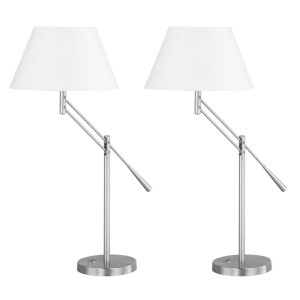 2x Metall Tischlampen, Textilschirm weiss, H 62 cm,  LEVER