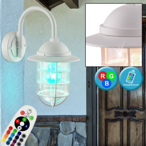 RGB LED Wandlampe aus Alu mit Glas Lampenschirm NAUTICA