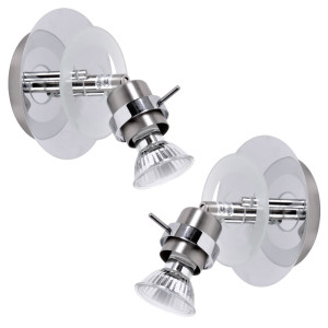 2er Set Design Wandlampe aus Metall und Glas RINGO