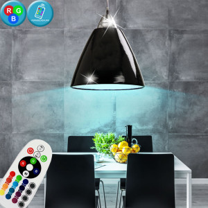 RGB LED Metall Pendelleuchte, schwarz, Durchmesser 20 cm READ