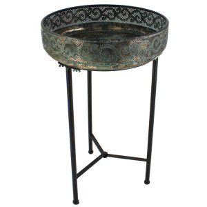 Beistelltisch, petro-kupfer, mit Ornamenten, Höhe 71 cm