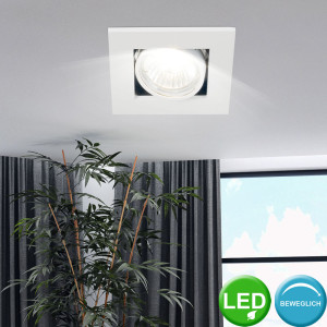 LED Decken-Einbauleuchte, Aluminium weiß, Spot verstellbar, GALILEI