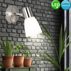 LED Wandleuchte, beweglicher Spot und Glas Schirm LISSABON