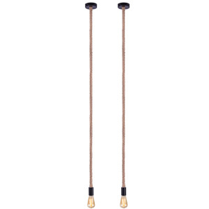 2x Hanfseil Hängelampen, schwarz braun, Höhe 166 cm, ULLEU