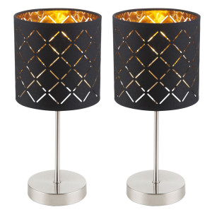 2er Set Tischleuchten, schwarz gold, Höhe 35 cm,CLARKE