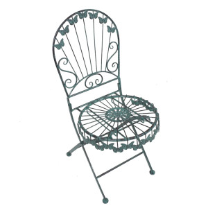 Deko-Klappstuhl mit Schmetterlingsmotiv in antik grün