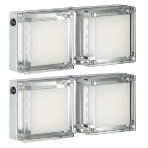 2er Set LED Wandlampen aus Metall und Glas, Länge 28 cm, JETTE