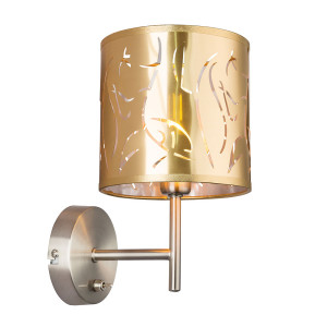 Wandleuchte, nickel-matt, goldfarben, Schalter, H 26 cm