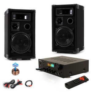Musik Kompaktanlage mit PA Boxen und Bluetooth Verstärker