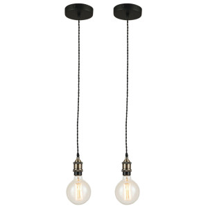 2er Set Hängeleuchten mit E27 Fassung, Länge 120 cm VINTAGE