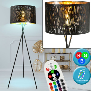 RGB LED Stehleuchte mit Textilschirm und Dimmer, TUXON