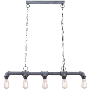 Hängeleuchte, Rohr-Design, grau,  L92 cm, BAYUDA