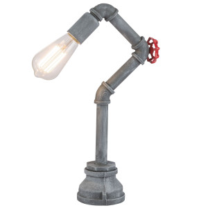 Tischlampe, Rohr Design, Zementoptik, Höhe 43,5 cm, BAYUDA