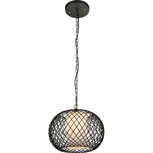Pendelleuchte, Gitter, Glas, H 150 cm