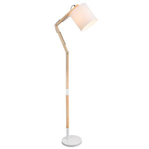 Stehleuchte aus Holz, beweglich, weiß, H 172 cm, MATTIS