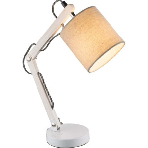 Tischleuchte MATTIS, Textil, Kabel 1,5m, Holz, weiß, beige
