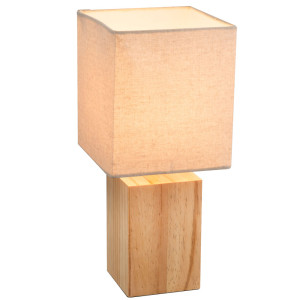 Holz Tischleuchte, Textilschirm beige, Höhe 35 cm,  ILONA