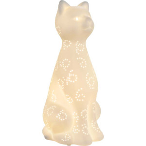 Tischleuchte, Katze, matt, Kabel 1,8 m, Porzellan CHAITA