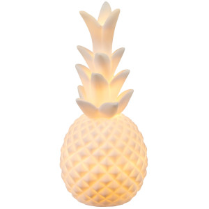 LED Tischleuchte, Porzellan, Ananas, weiß H. 18 cm, CHAITA