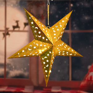 LED Weihnachtsstern, Papier , gold, 57 cm, X-MAS
