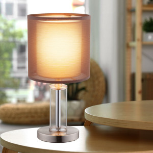 Tischleuchte, Braun, Textil, Glas, H 30 cm