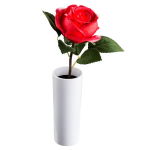 LED Tischleuchte, weiße Vase mit roter Rose, ORPHELIA I