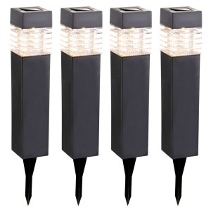 4er Set LED Solarlampen, grau, Erdspieß