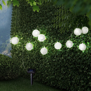 LED Solarleuchte, 10x Lampions, weiß, Erdspieß, D 7,5 cm