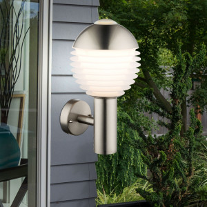 LED Wandleuchte, Edelstahl, opal, L 15 cm