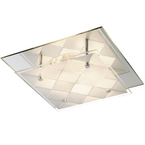 Deckenleuchte, Chrom, Glas,  L 24 cm, DUBBI