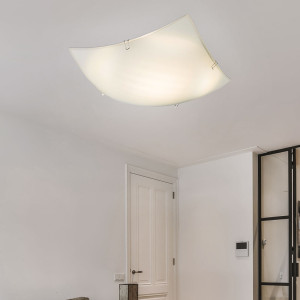 LED Deckenleuchte, Glas weiß, quadratisch, L 24 cm