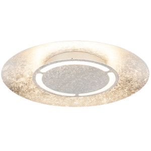 LED Deckenleuchte, weiß silber patiniert, rund, 50 cm