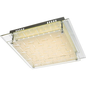 LED Deckenlampe, Chrom, Glas Kristalle, quadratisch, NUNJO