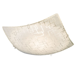 LED Deckenleuchte, Glas weiß, Muster, eckig, L 24 cm