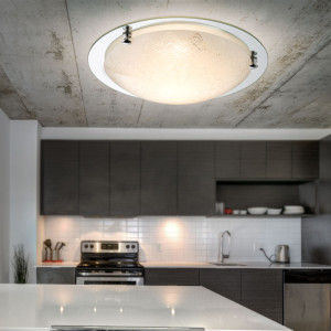 LED Deckenleuchte, Chrom, Glas, Muster, satiniert, Spiegel
