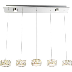 LED Hängeleuchte, Chrom, Glaskristalle, klar, Spots