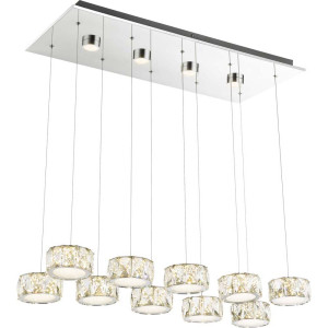 LED Hängeleuchte, Chrom, Glaskristalle, klar