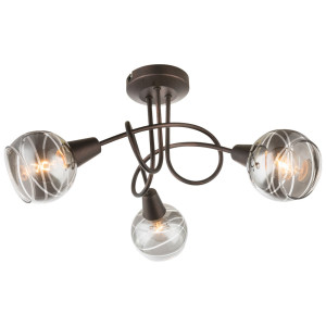 LED Deckenleuchte, Metall, bronzefarben, Glas, rauch, klar