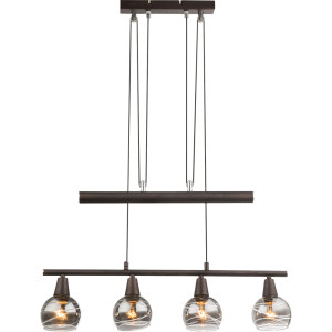LED Hängeleuchte, Metall, bronze, Glas, höhenverstellbar