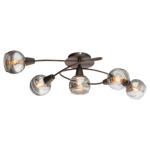 LED Deckenleuchte, Metall, bronzefarben, Glas, rauch, klar