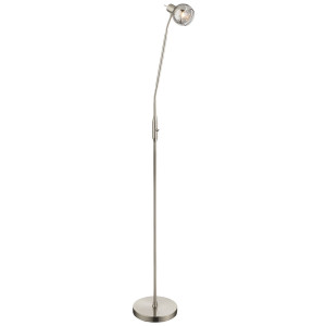 LED Stehleuchte, Glas rauch, Flexo, nickel matt, H 145 cm