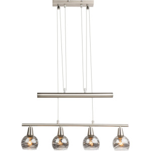 LED Hängeleuchte, Glas rauch, höhenverstellbar, L 60 cm