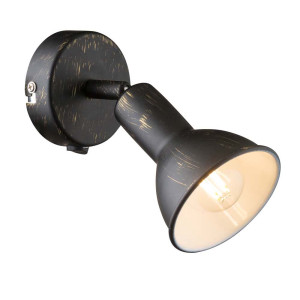 Wandleuchte, Metall, schwarz, goldfarben, Spot beweglich