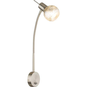 Wandleuchte, Stahl, silber, Spot verstellbar, H 46 cm
