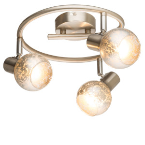 Deckenleuchte, Metall, nickel-matt, Glas, silber-metallic