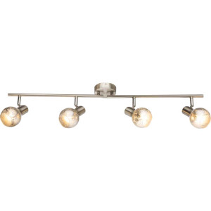 Deckenleuchte, Metall, nickel-matt, Glas, silber-metallic